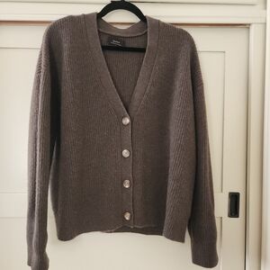 Quince Taupe Cardigan Sweater